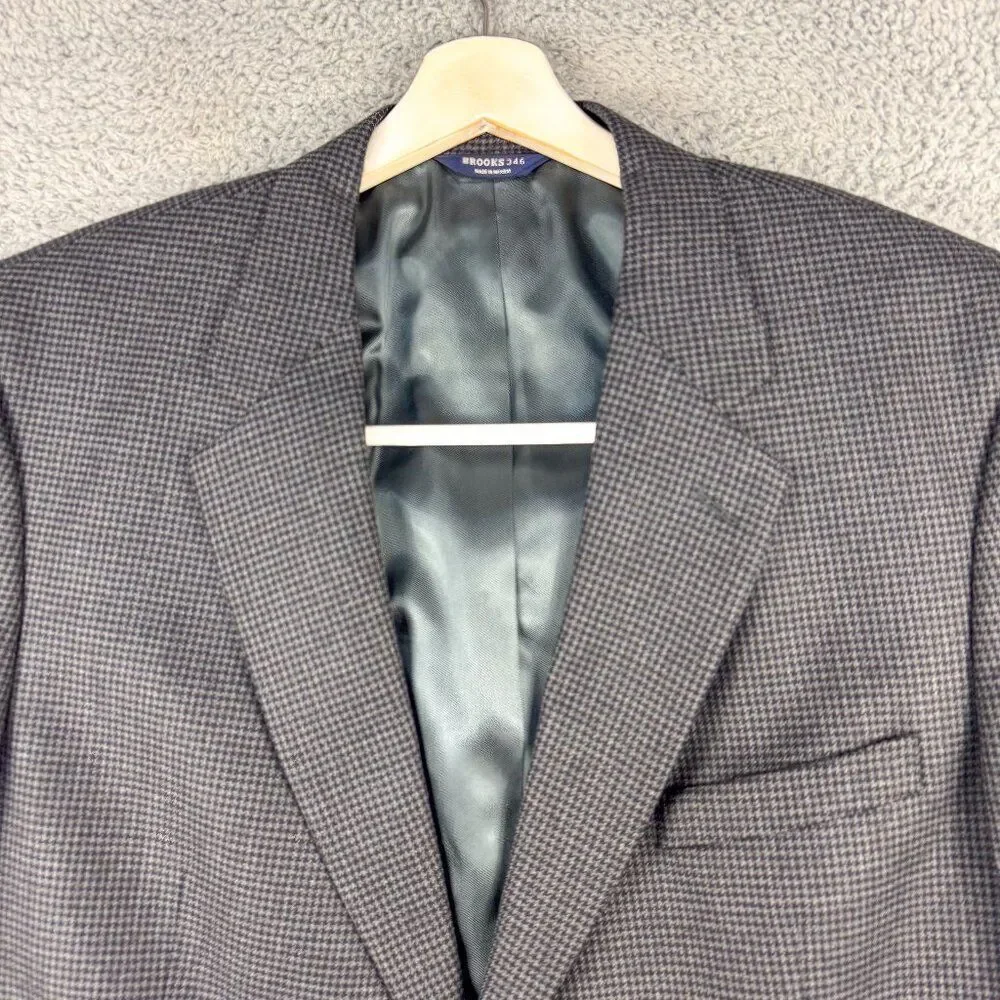 VTG Brooks Brothers 346 Blazer Mens 46L Gray Worsted Wool Office Casual‎ Wedding